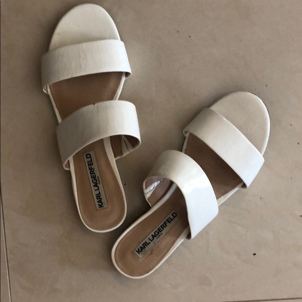 Karl Lagerfeld white patent sandals sz 7.5